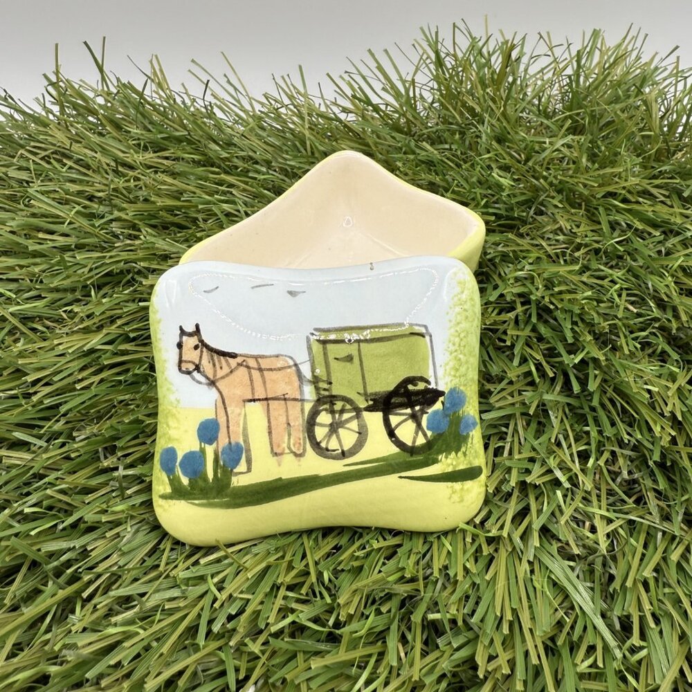 Vintage Signed Hand Painted Ceramic Trinket Box
